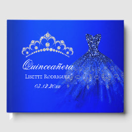 Libro De Visitas Quinceanera personalizada de Royal Blue