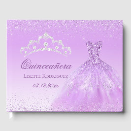 Libro De Visitas Quinceanera Personalizada Elegante Ligera Púrpura