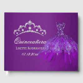 Libro De Visitas Quinceanera personalizada morada oscura