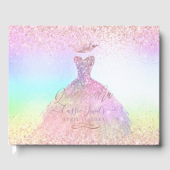 Libro De Visitas Quinceanera Princesa Purpurina Gown Cotton Candy (Anverso)