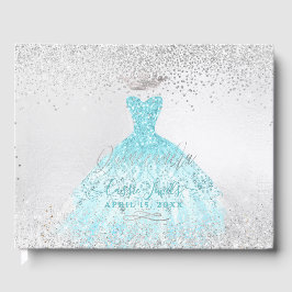 Libro De Visitas Quinceanera Princesa Purpurina Gown Ombre Azul