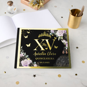 Libro De Visitas Quinceañera Quince 15 XV Gold