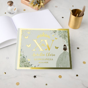 Libro De Visitas Quinceañera Quince 15 XV Gold