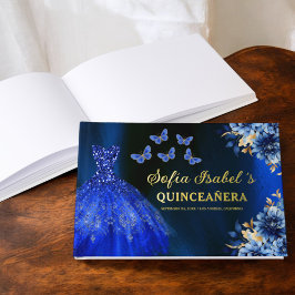 Libro De Visitas Quinceañera Royal Blue Gold Printerflies