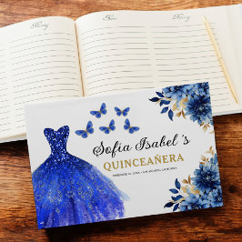 Libro De Visitas Quinceañera Royal Blue Gold Printerflies