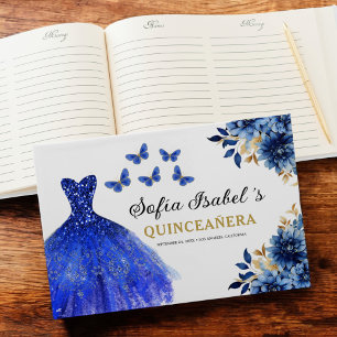 Libro De Visitas Quinceañera Royal Blue Gold Printerflies