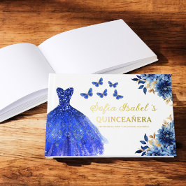 Libro De Visitas Quinceañera Royal Blue Gold Printerflies