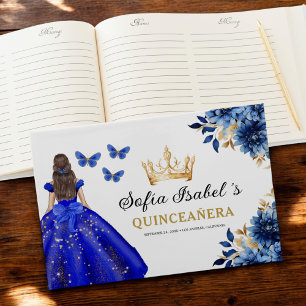 Libro De Visitas Quinceañera Royal Blue Gold Printerflies