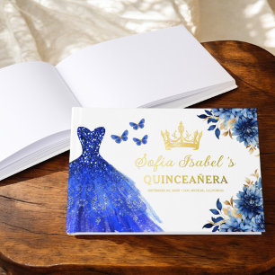 Libro De Visitas Quinceañera Royal Blue Gold Printerflies