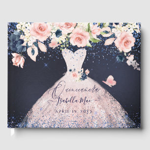 Libro De Visitas Quinceanera Rubor Princesa Purpurina Gown Confetti