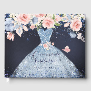 Libro De Visitas Quinceanera Rubor Princesa Purpurina Gown Confetti