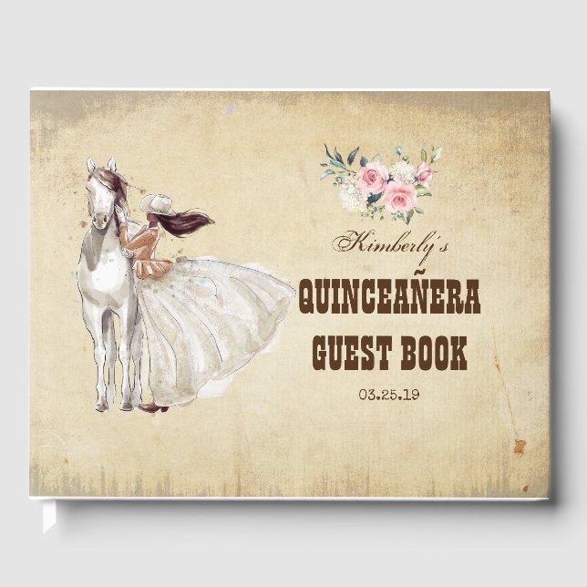 Libro De Visitas Quinceanera Western Country Guest Book (Anverso)