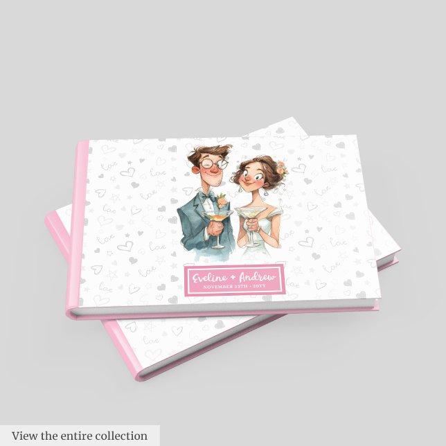 Libro De Visitas Quirky Couple Guest Book Funny Boda acuarela (Quirky Couple Guest Book Funny Wedding Watercolor)