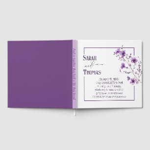 Libro De Visitas Rama florecida de aniversario púrpura