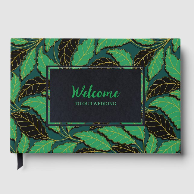 Libro De Visitas Ramas de líneas curvas deja G622 negro (Anverso)