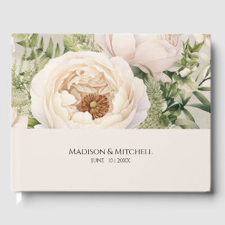 Libro De Visitas Ramo de flores blancas elegantes acuarela