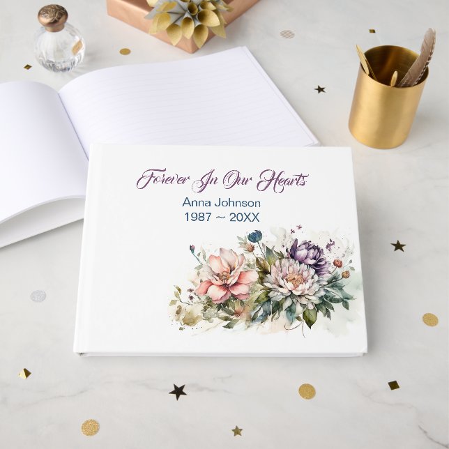 Libro De Visitas Ramo Floral Sobre Blanco (Anverso Abierto)