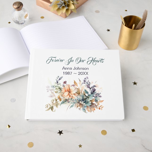 Libro De Visitas Ramo Floral Sobre Blanco (Anverso Abierto)