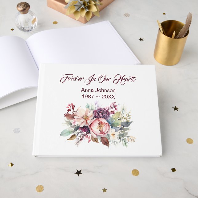 Libro De Visitas Ramo Floral Sobre Blanco (Anverso Abierto)