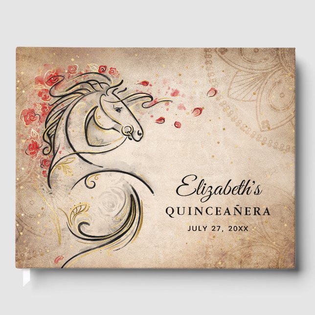 Libro De Visitas Ranchera mexicana quinceanera y rojizo (Anverso)