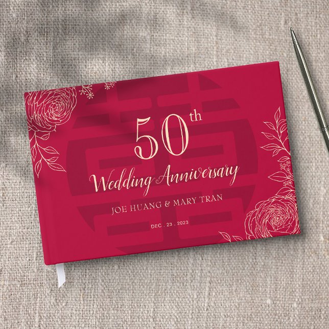 Libro De Visitas Ranunculus Aniversario de Boda Chino (Subido por el creador)