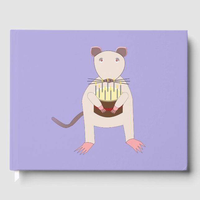 Libro De Visitas Rata siamesa con pastel de cumpleaños (Anverso)