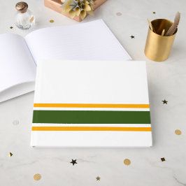 Libro De Visitas Rayas de Carreras Verde Bosque Naranja en Blanco 