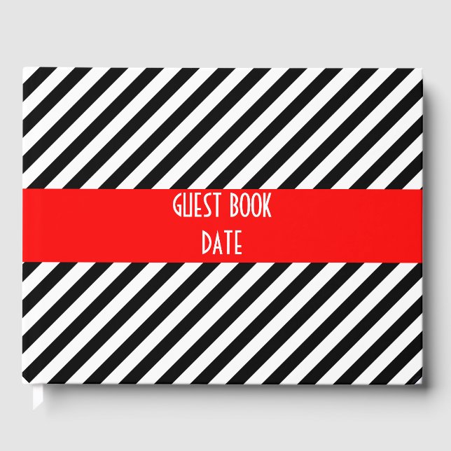 Libro De Visitas Rayas diagonales en blanco y negro (Anverso)