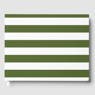 Libro De Visitas Rayas Verdes Musgo Oscuro y Blanco