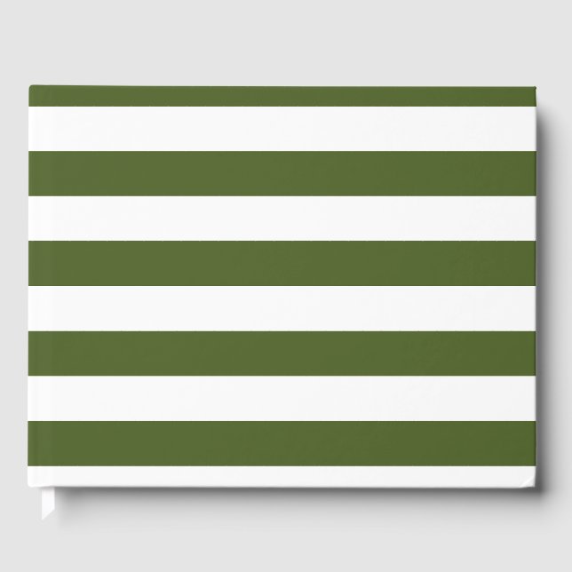Libro De Visitas Rayas Verdes Musgo Oscuro y Blanco (Anverso)