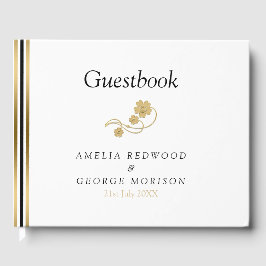 Libro De Visitas Rayas Y Flores Simples