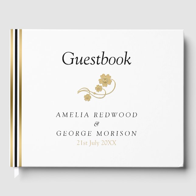 Libro De Visitas Rayas Y Flores Simples (Anverso)