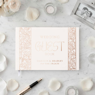 Libro De Visitas Real Foil Vintage Floral Cream  Boda