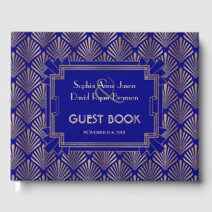 Libro De Visitas Real Marina Oro Azul Gran Gatsby Art Deco Boda