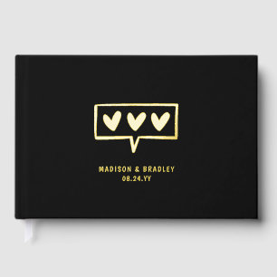 Libro De Visitas Real Relieve metalizado Boda de Corazones de Amor 