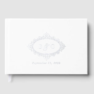 Libro De Visitas Real Relieve metalizado plateado Wreath Elegante B