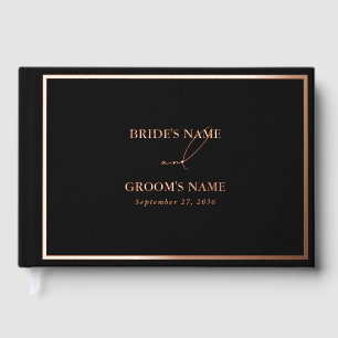 Libro De Visitas Real Rosa Relieve metalizado dorado Boda negro mod