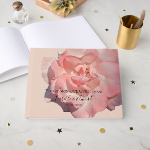 Libro De Visitas Recepción de Boda Floral Rosa de Elegante Tono Ros
