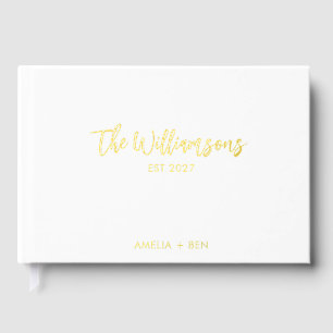 Libro De Visitas Recepción de Boda Personalizada Elegante Letra Dor