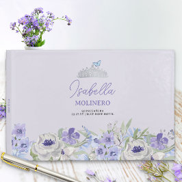 Libro De Visitas Recepción de Quinceanera Púrpura Peri Floral