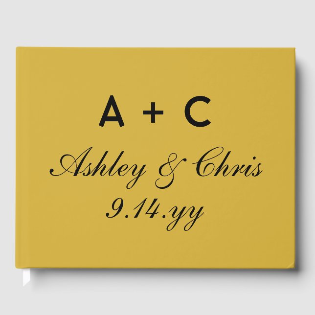 Libro De Visitas Recepción Gold Black Modern Personalized Wedding (Anverso)