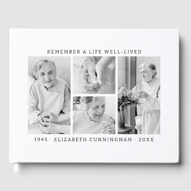 Libro De Visitas Recuerde Una Vida Moderna Sencilla 4 Collage de fo (Anverso)