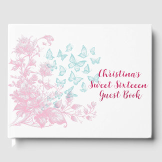 Libro De Visitas Recuerdo personalizado floral femenino Sweet Sixte