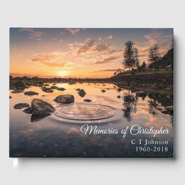 Libro De Visitas Recuerdos del Lago Sunset de Condolencia Funeral (Anverso)