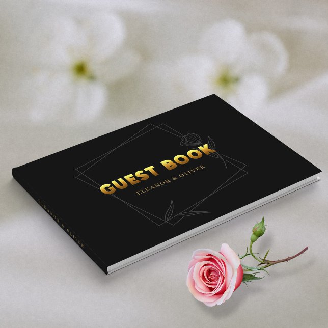 Libro De Visitas Recuerdos dorados : Elegante Boda negro y oro (Golden Memories _ Elegant Black & Gold Wedding Guest Book )