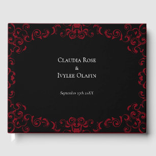Libro De Visitas Red & Black Swirl Gothic Boda