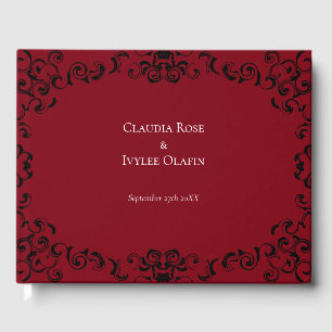 Libro De Visitas Red & Black Swirl Gothic Boda