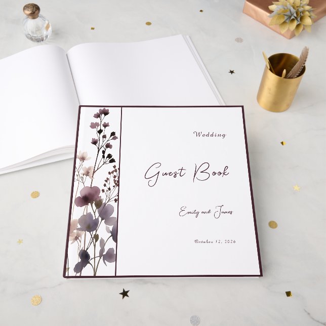 Libro De Visitas Red Blush Floral Wedding Elegant (Anverso Abierto)