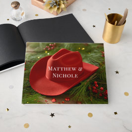Libro De Visitas Red Christmas Cowboy Hat Wedding