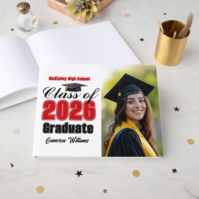 Libro De Visitas Red Class of 2026 Graduation Photo (Anverso Abierto)